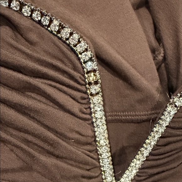 Sky Chocolate Brown Mini Dress with Silver Accents - Picture 4 of 5